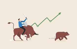 corrida de toros o tendencia alcista del mercado en moneda criptográfica o acciones. fondo de intercambio comercial, gráfico de flecha hacia arriba para el aumento de las tasas. vector