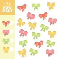 Counting game, how many Ribbon. Educational children game vector