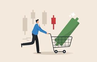 comprar el chapuzón. los comerciantes exitosos compran cuando el precio está bajo. comprar acciones cuando el precio está cayendo. estrategia rentable en un mercado a la baja. beneficiarse del concepto de colapso del mercado. ilustración vectorial vector