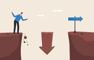 Challenges Confrontation. Decision making. An important step towards reaching a business or financial goal. Overcome obstacles. Businessmen are deciding to jump over the gap.