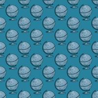 The globe engraved seamless pattern. Vintage background old atlas earth in hand drawn style. vector