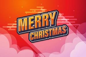 Red sky background with merry christmas text speech design. Vector illustration