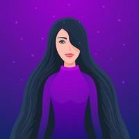 Beautiful woman with long hair. Vector illustration