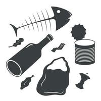 Garbage trash. food glass and metal waste. sign symbol design.  Vector illustration