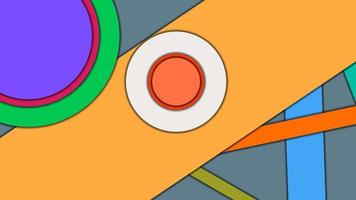 Abstract geometric colorful vector background in Material design style with concentric circles and rotated rectangles with shadows, imitating cut paper.