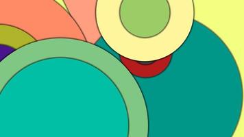 Abstract geometric colorful vector background in Material design style with concentric circles and rotated rectangles with shadows, imitating cut paper.