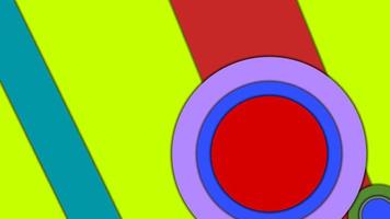 Abstract geometric colorful vector background in Material design style with concentric circles and rotated rectangles with shadows, imitating cut paper.