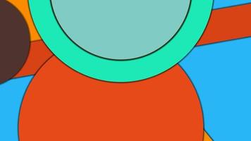 Abstract geometric colorful vector background in Material design style with concentric circles and rotated rectangles with shadows, imitating cut paper.