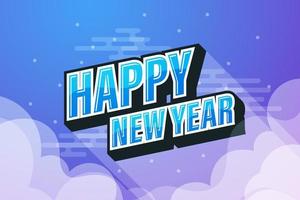 Blue sky background with happy new year text speech design. Vector illustration