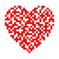 Red heart of qr code. Concept of digital love. Vector illustration