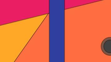 Abstract geometric colorful vector background in Material design style with concentric circles and rotated rectangles with shadows, imitating cut paper.