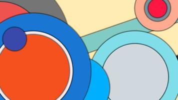 Abstract geometric colorful vector background in Material design style with concentric circles and rotated rectangles with shadows, imitating cut paper.