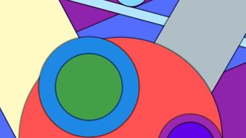 Abstract geometric colorful vector background in Material design style with concentric circles and rotated rectangles with shadows, imitating cut paper.