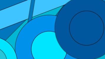 Abstract geometric vector background in Material design style with a limited harmonized palette, with concentric circles and rotated rectangles with shadows, imitating cut paper.