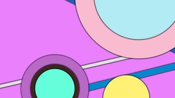 Abstract geometric colorful vector background in Material design style with concentric circles and rotated rectangles with shadows, imitating cut paper.