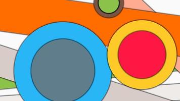 Abstract geometric colorful vector background in Material design style with concentric circles and rotated rectangles with shadows, imitating cut paper.