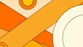 Abstract geometric vector background in Material design style with a limited harmonized palette, with concentric circles and rotated rectangles with shadows, imitating cut paper.