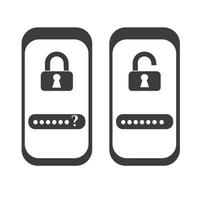 Forgot the password to unlock the phone, to log in. Vector illustration isolated on white background