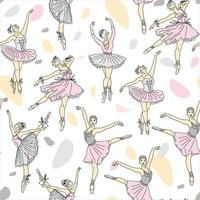 Seamless pattern. Women ballet dancer set of continuous line drawing in pink color. Dance trend illustration. vector