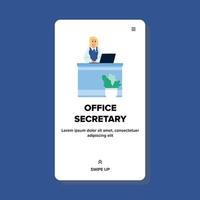 Office Secretary Working At Reception Desk Vector