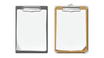 Clip Board With Wooden And Plastic Desk Set Vector