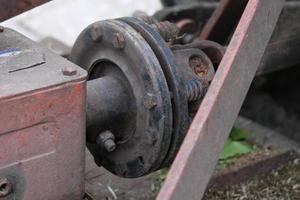Corrosion and erosion of old truck axles. photo