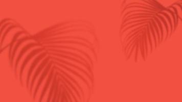 Palm tropical leaves shadow overlay on red background. Social media banner summer template photo