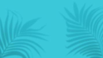 superposición de sombra de hojas tropicales de palma sobre fondo azul. plantilla de verano de banner de redes sociales foto