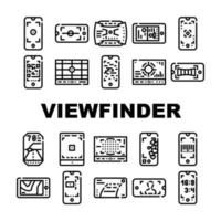 Viewfinder Smartphone Function Icons Set Vector