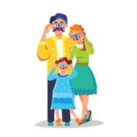 Family With Bad Vision Wearing Eye Glasses Vector