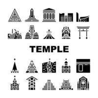 conjunto de iconos de colección de construcción de templo negro vectorial vector