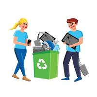 Electronic Waste People Throw Out In Basket Vector