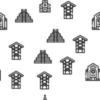 Temple Construction Vector Seamless Pattern