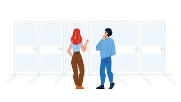 Door Decision Young Man And Woman Couple Vector