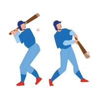 Baseball Player Hit Ball With Bat On Field Vector