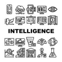 Business Intelligence Technology Icons Set Vector