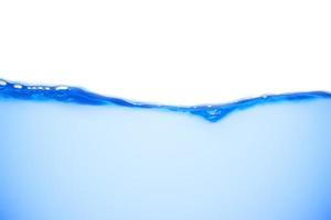 Moving blue water surface and bubbles on a white background photo