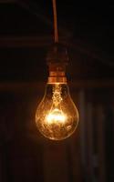 Old light bulbs shine in the darkness - images photo