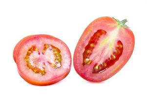 Half tomatoes placed on a white background photo