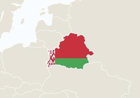 europa con mapa de bielorrusia resaltado. vector