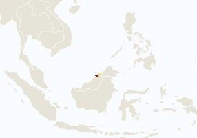 Asia with highlighted Brunei map. vector