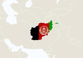 Asia with highlighted Afghanistan map. vector