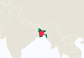 Asia with highlighted Bangladesh map. vector