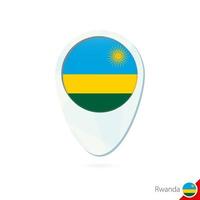 Rwanda flag location map pin icon on white background. vector