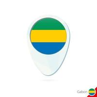 Gabon flag location map pin icon on white background. vector