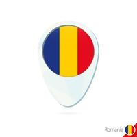 Romania flag location map pin icon on white background. vector