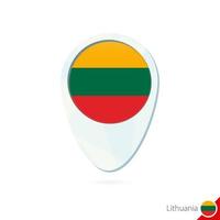 Lithuania flag location map pin icon on white background. vector