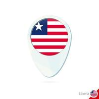 icono de pin de mapa de ubicación de bandera de liberia sobre fondo blanco. vector