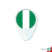 Nigeria flag location map pin icon on white background. vector