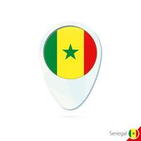 icono de pin de mapa de ubicación de bandera de senegal sobre fondo blanco. vector